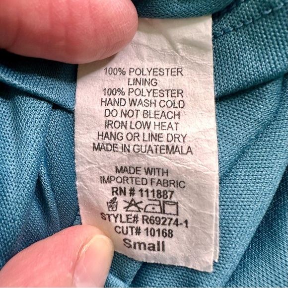 Bohme Teal Floral Sheer Overlay Midi Dress Size S - Picture 13 of 13